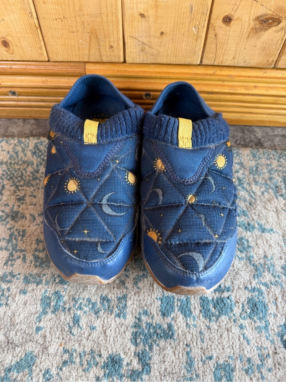 Teva Women’s Size 5 Navy Slip-On Shoes with Sun & Moon Print